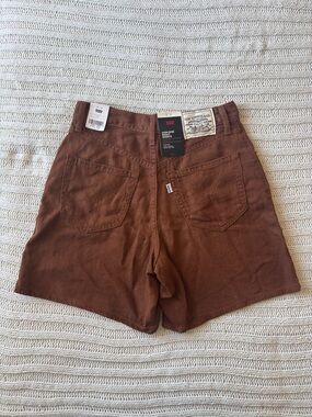 NWT Levi’s High Rise Baggy Shorts Women’s 26 Brown Linen Blend